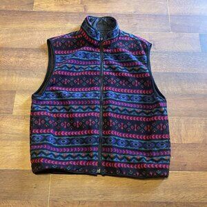 Vintage CB Sports Aztec Print 90’s Vest Full Zipper Style Medium Reversible